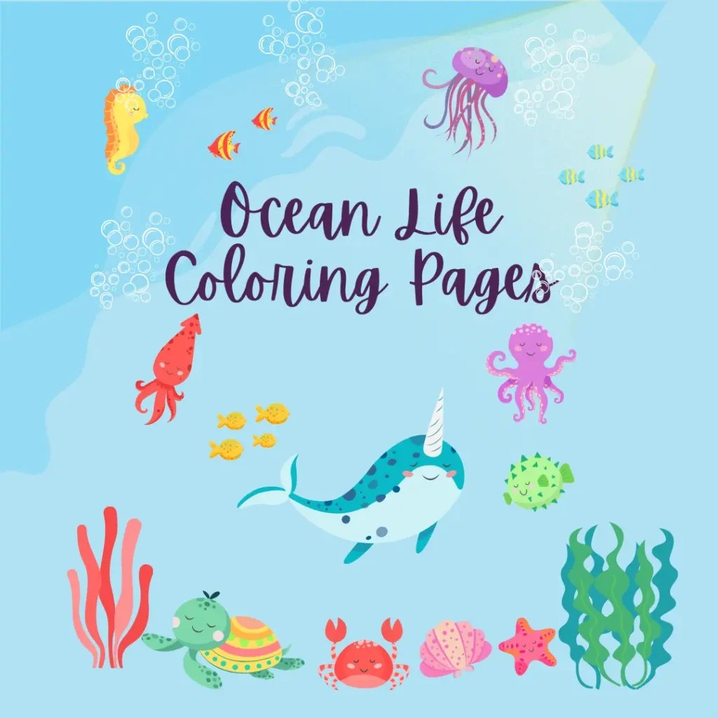 Ocean Friends Coloring Pages – Printable Aquatic Animals Worksheet for Kids (Pages 11)