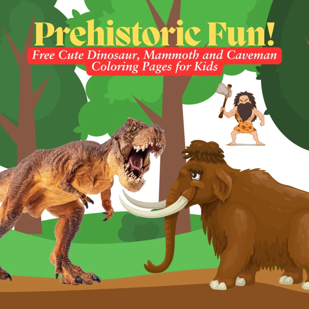 Prehistoric Fun! Free Cute Dinosaur, Mammoth & Caveman Coloring Pages for Kids (Pages 9)