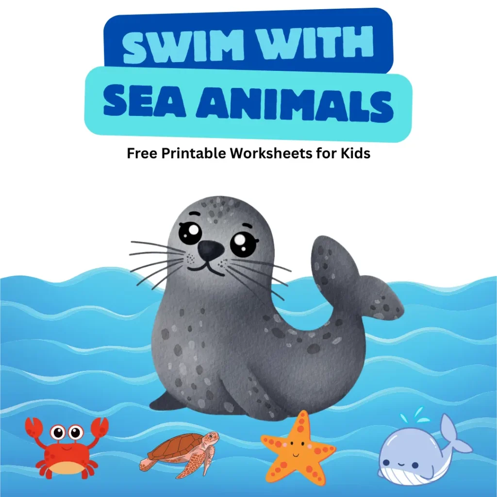 Swim with Sea Animals – Free Printable Worksheets for Kids (Pages 10)