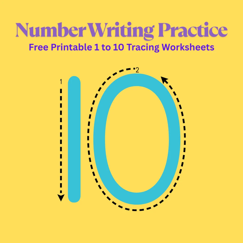 Number Writing Practice – Free Printable 1 to 10 Tracing Worksheets (Pages 12)