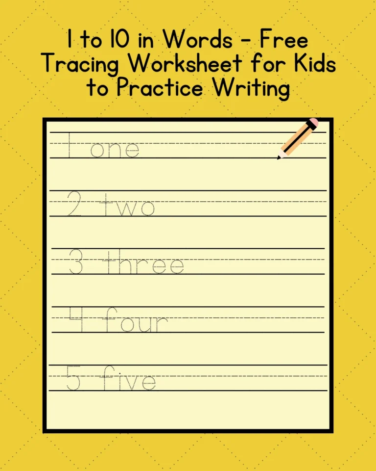1 to 10 in Words – Free Tracing Worksheet for Kids to Practice Writing (Pages 11)
