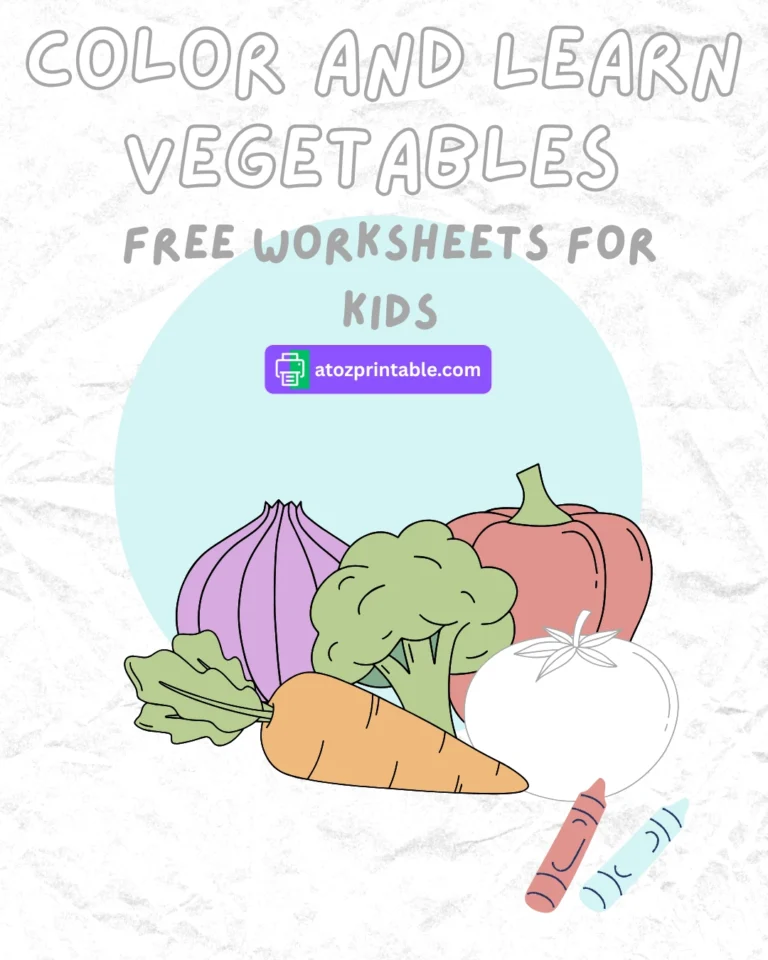 Color and Learn Vegetables – Free Worksheets for Kids (Pages 10)