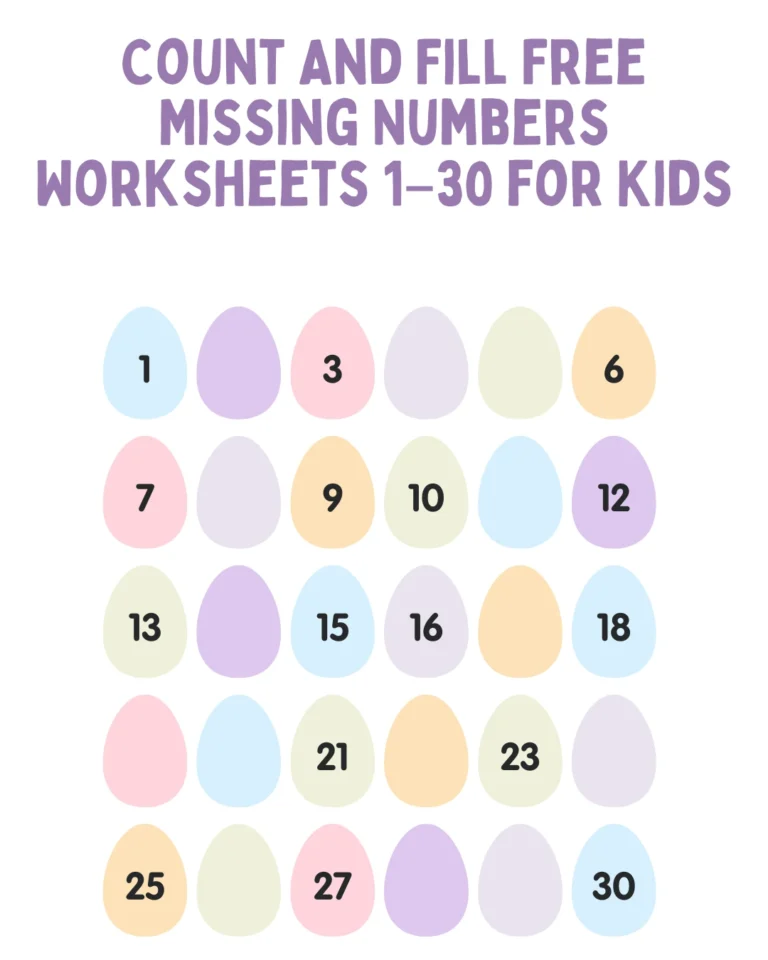 Count and Fill – Free Missing Numbers Worksheets 1–30 for Kids (Pages 5)