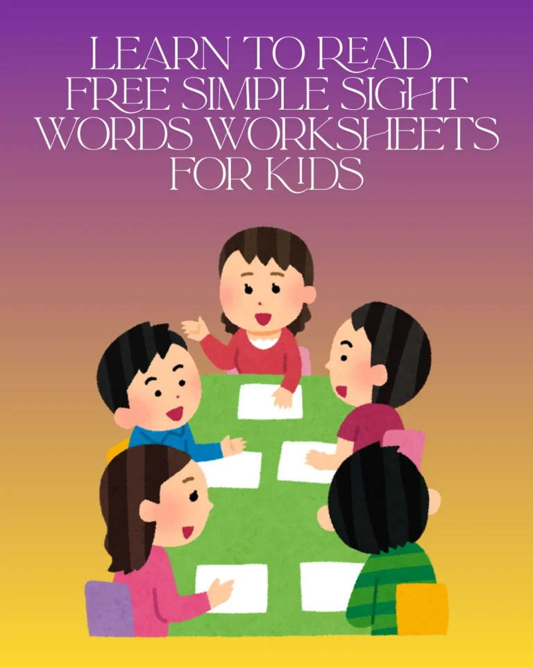 Learn to Read Free Simple Sight Words Worksheets for Kids (Pages