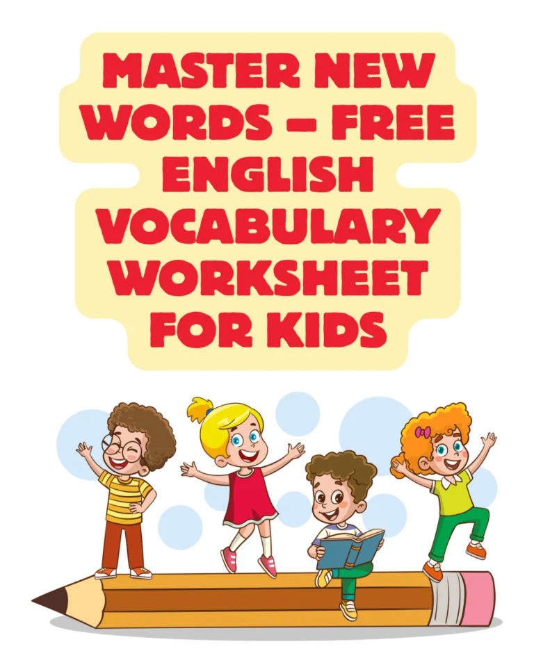 Master New Words Free English Vocabulary Worksheets for Kids (Pages 3)