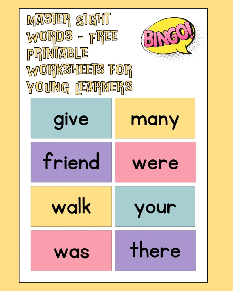 Master Sight Words Free Printable Worksheets for Young Learners (Pages 7)