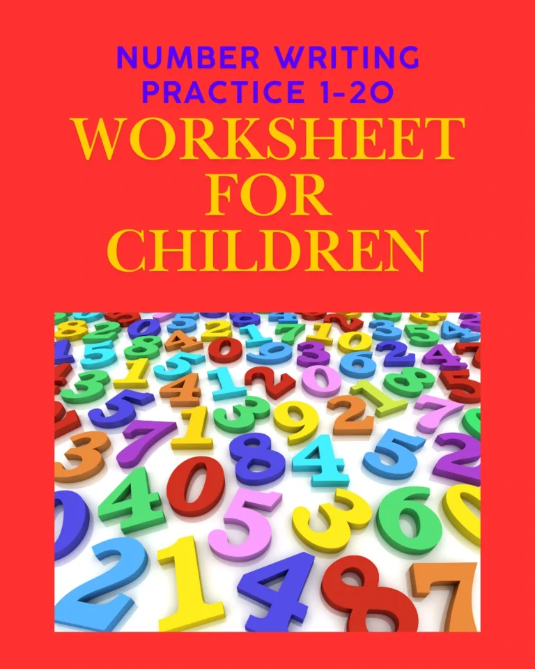 Number Writing Practice 1-20 – Worksheet for Children (Pages 6)