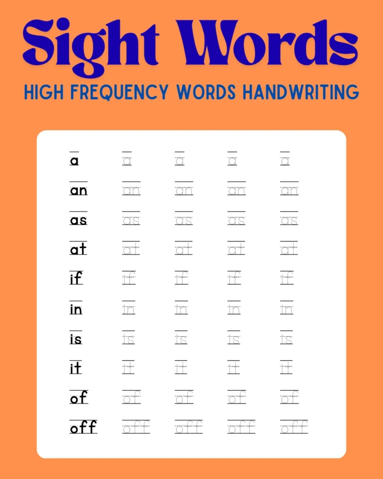 Sight Words High Frequency Words Handwriting (Pages 11)