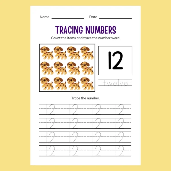 Count and Learn Numbers 1 to 20 Worksheet for Preschool and Kindergarten 1