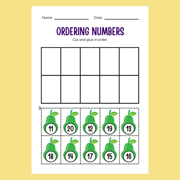 Count and Learn Numbers 1 to 20 Worksheet for Preschool and Kindergarten 3