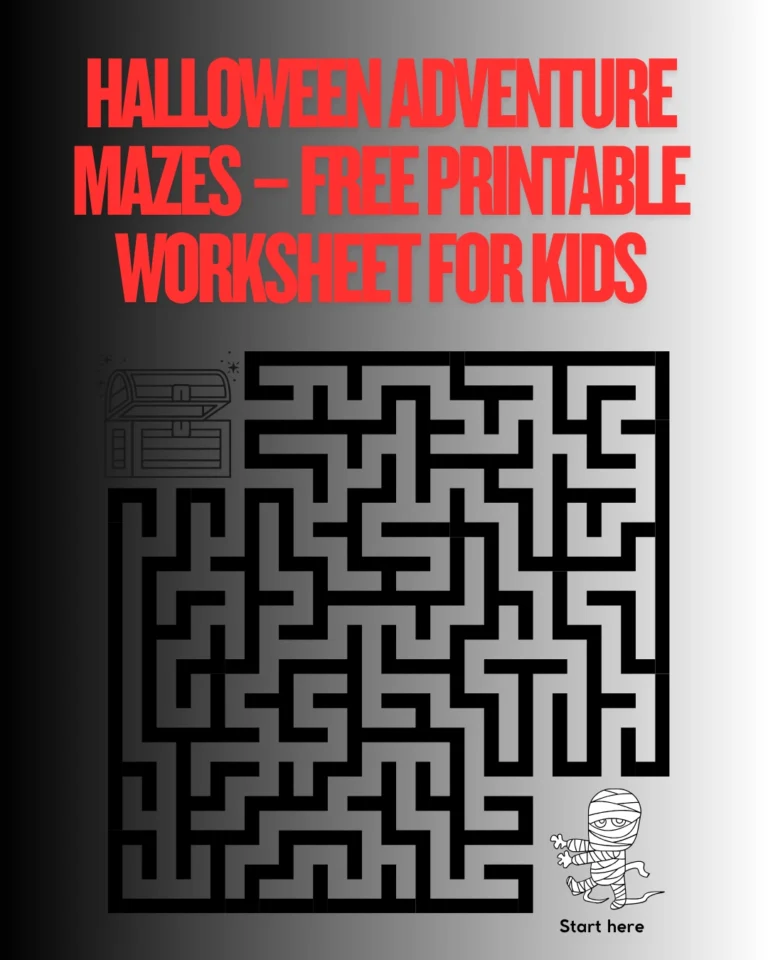 Halloween Adventure Mazes Free Printable Worksheets for Kids (Pages 7)