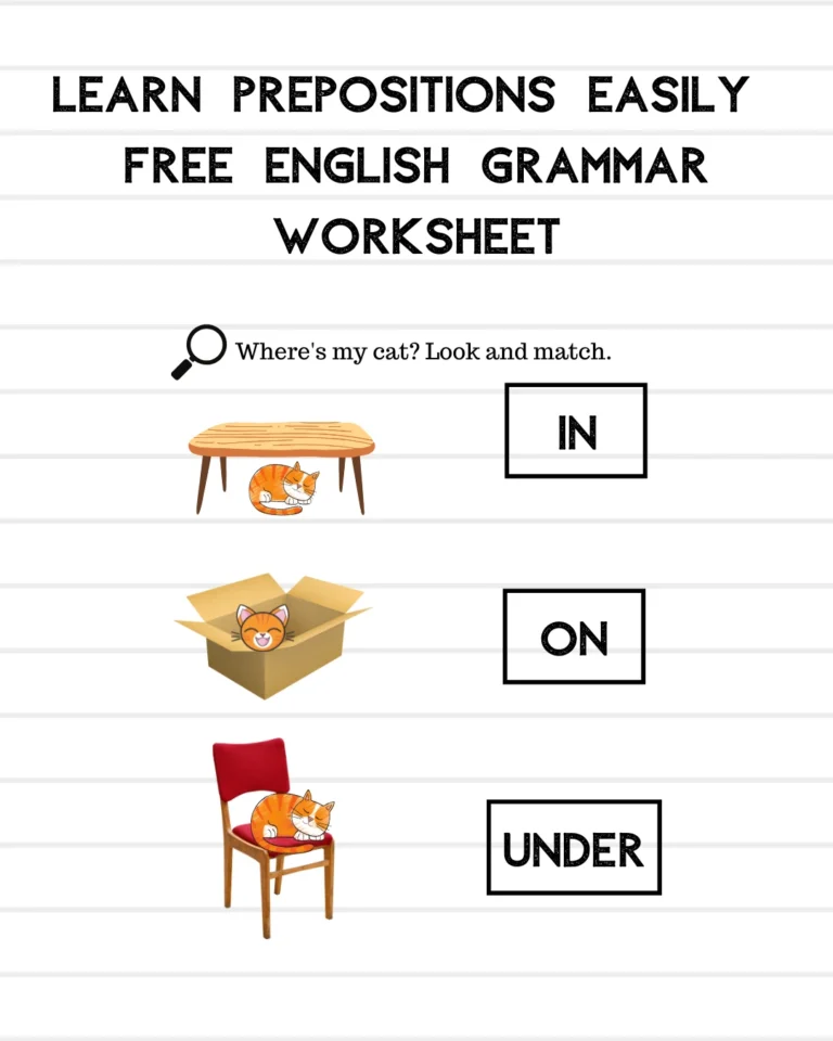 Learn Prepositions Easily Free English Grammar Worksheet (Pages 4)