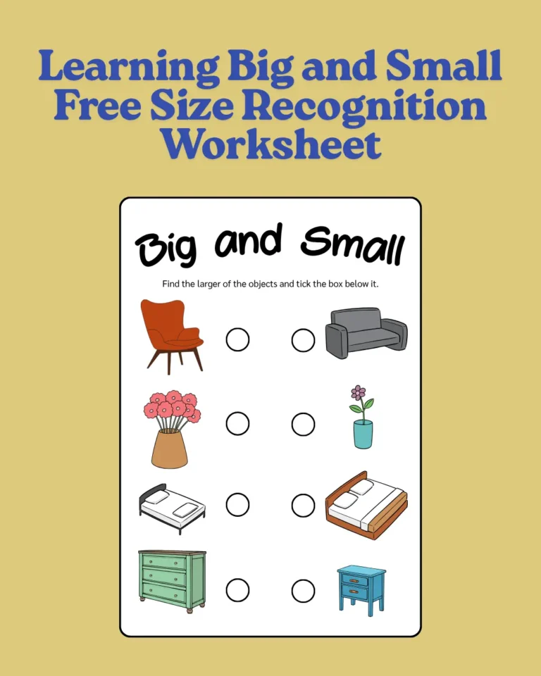Learning Big and Small Free Size Recognition Worksheet (Pages 4)