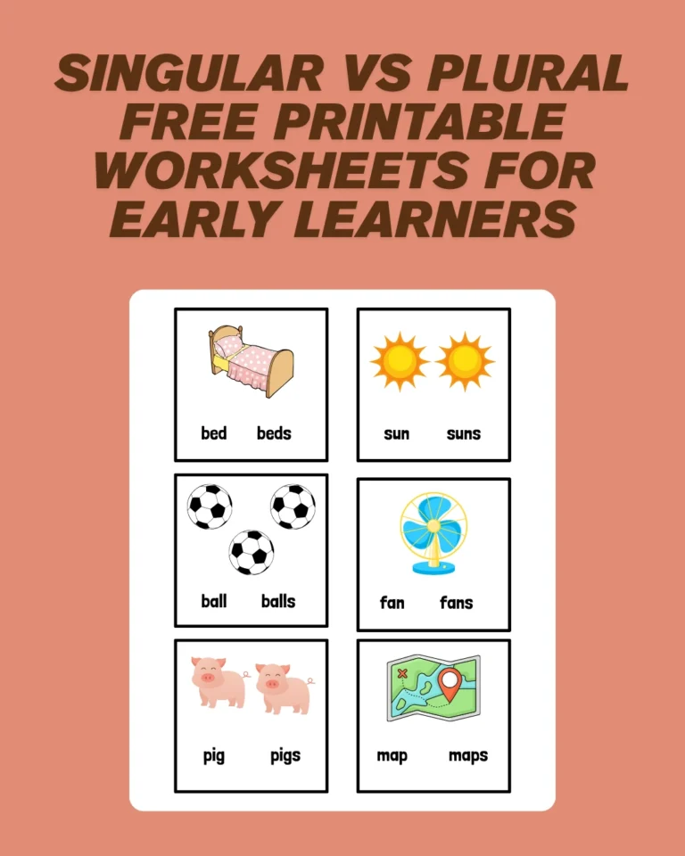 Singular vs Plural Free Printable Worksheets for Early Learners (Pages 5)
